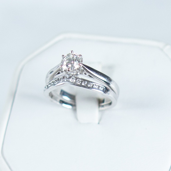 Jewelry - 14k  white gold solitaire and wedding ring